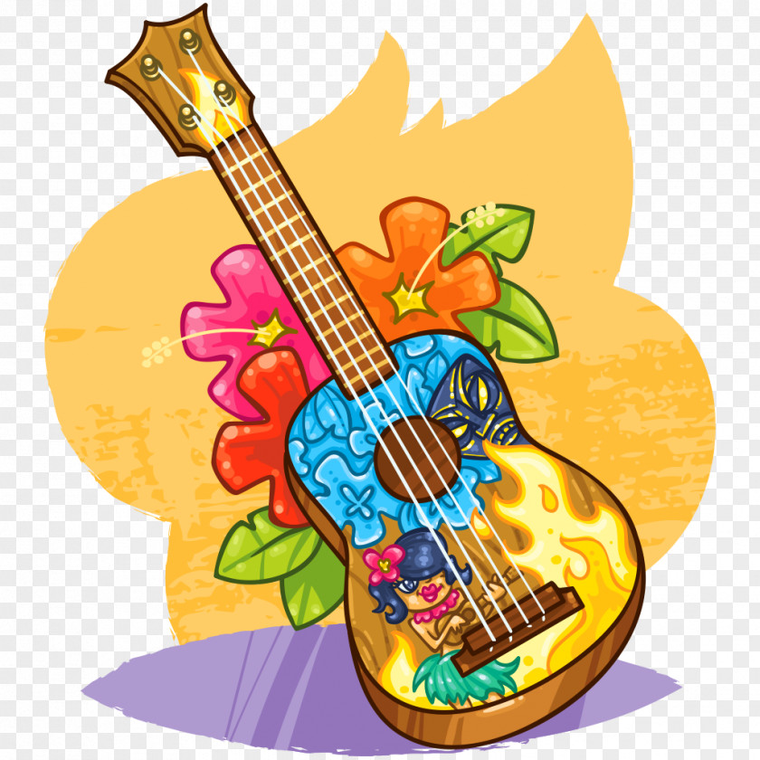 Acoustic Guitar Illustration Clip Art Slide PNG