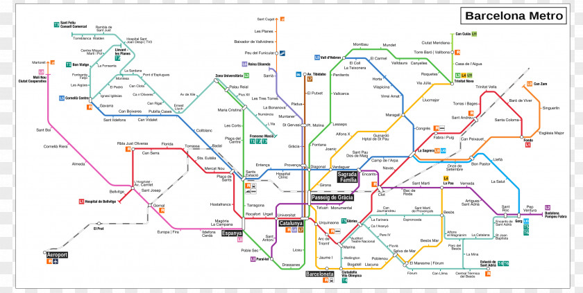 Metro Barcelona Rapid Transit Map PNG