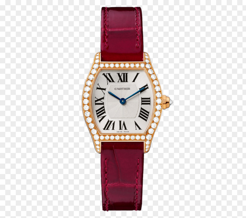 Red Watches Cartier Female Form Watch Diamond Cut Brilliant Movement PNG