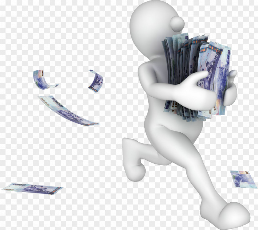 Running 3D People White PNG