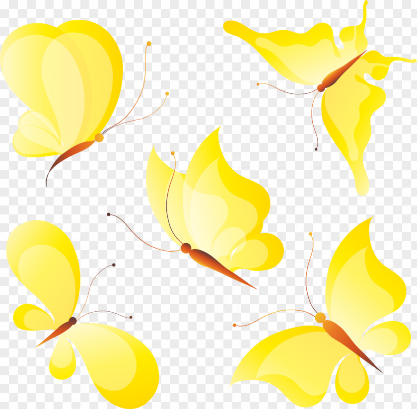 Vector Yellow Butterfly Clip Art PNG