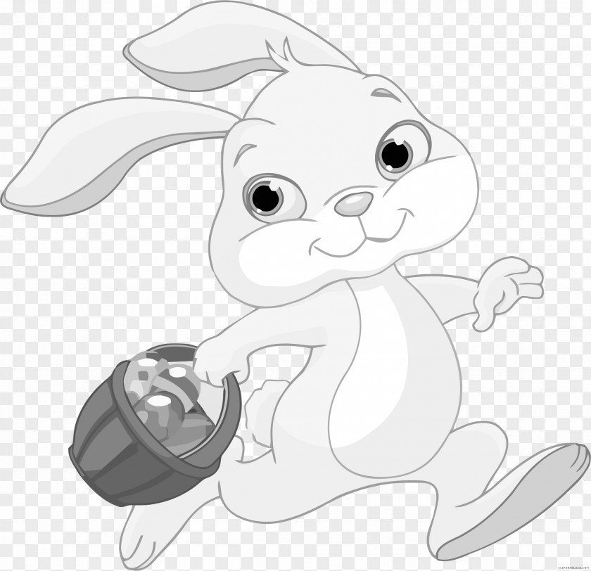 Bunny Black And White Easter Image Text PNG