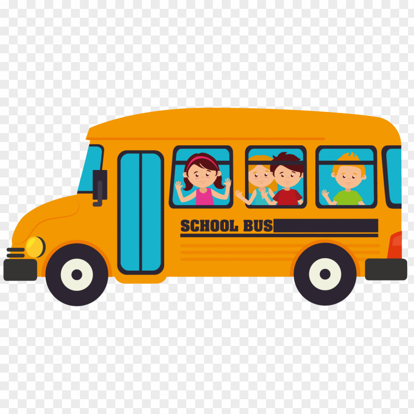 Cartoon School Bus Transport PNG