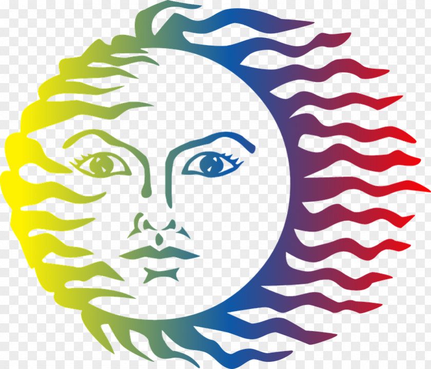 Flowing Hair Face Sun Clip Art PNG