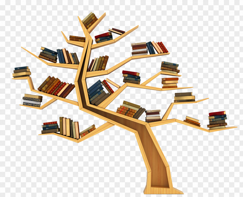 Tree Bookshelf Bookcase Illustration PNG