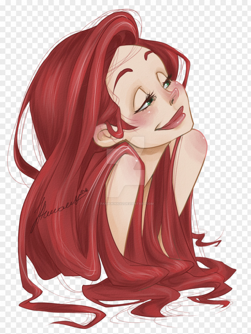 Ariel Red Hair Face Art Coloring PNG