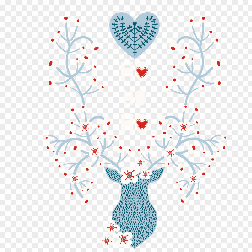 Hand Painted Deer Vector Heart Illustration PNG