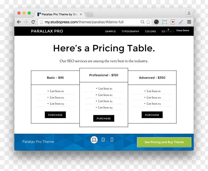 Pricing Table Computer Program Online Advertising Web Page PNG