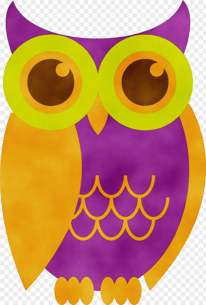 Bird Purple Owl Yellow Clip Art Of Prey PNG