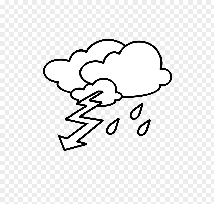 Black And White Outline Storm Drawing Clip Art PNG