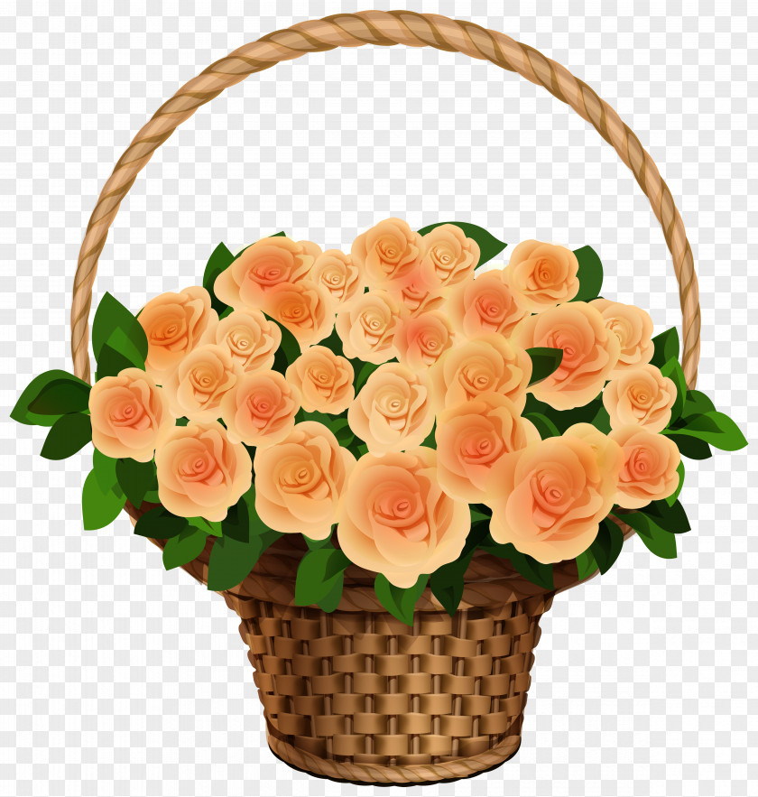 Basket With Yellow Roses Clipart Image Rose Clip Art PNG