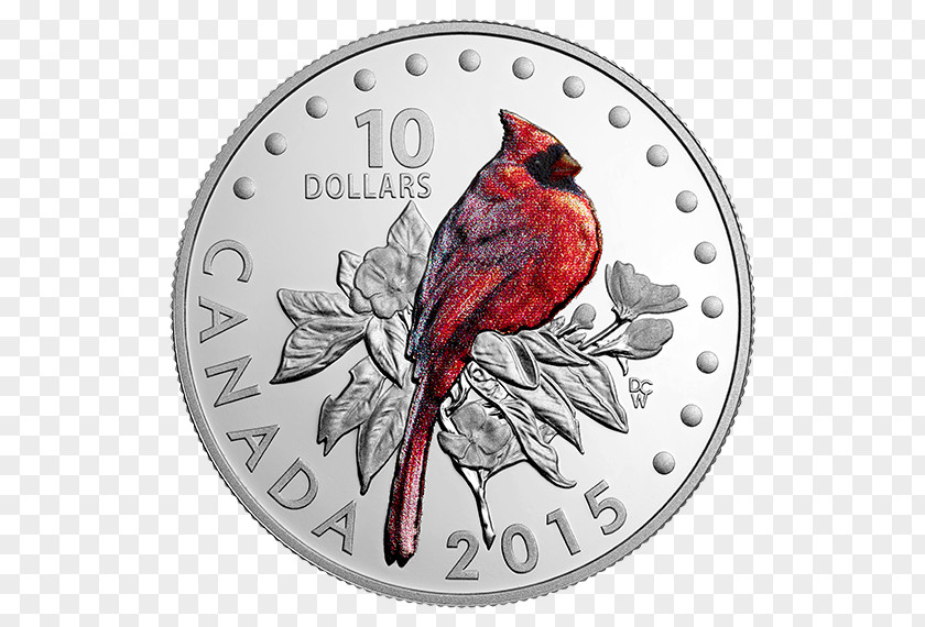 Canada Northern Cardinal Silver Coin Songbird PNG