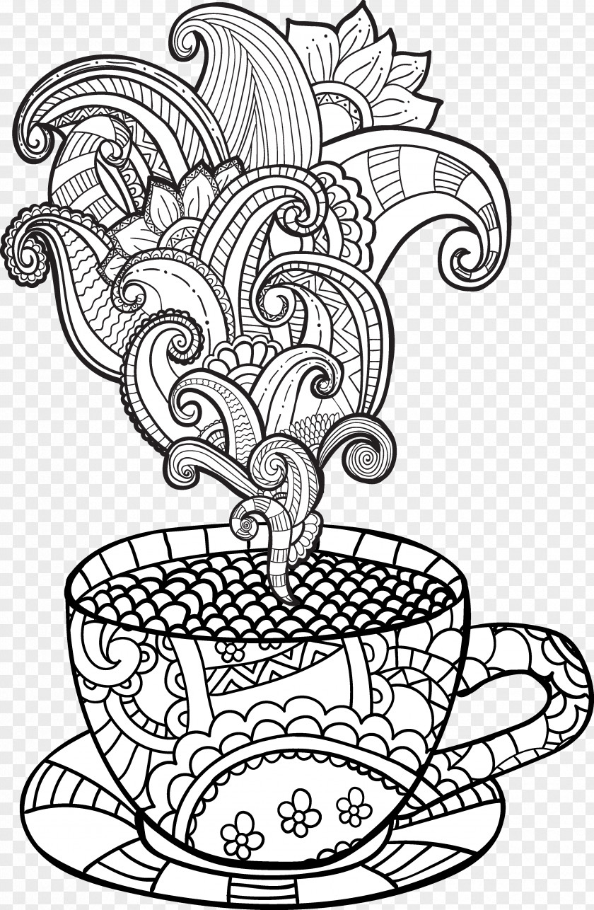 Coffee Cup Tea Coloring Book PNG