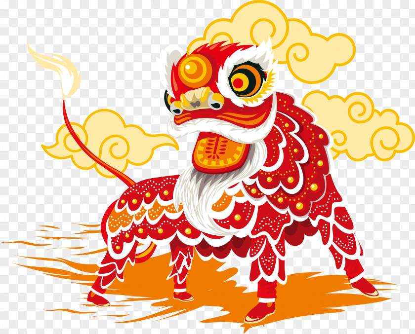 Red Lion Chinese New Year China Dance PNG