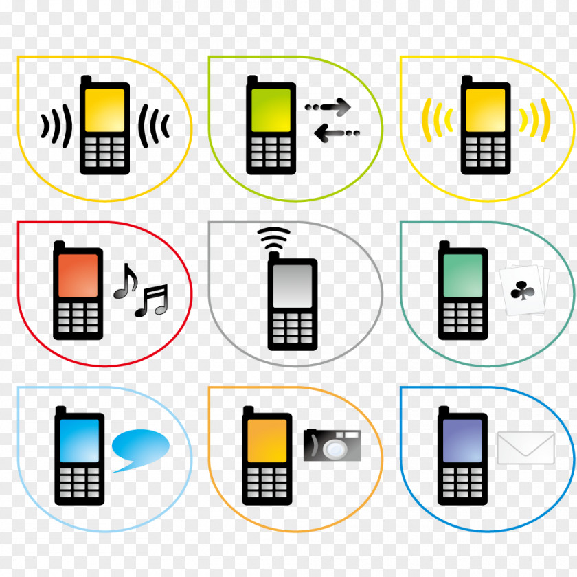 Vector Painted Phone Model Telephone Flip Icon PNG