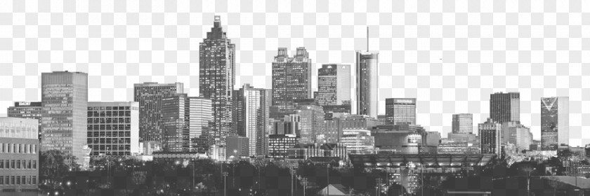 Atlanta Skyline Downtown Black And White Cityscape Photograph PNG