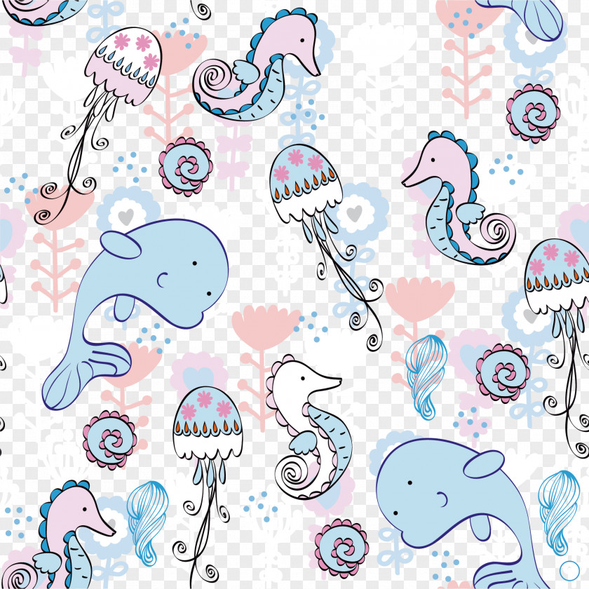 Blue Dolphin Background Illustration PNG