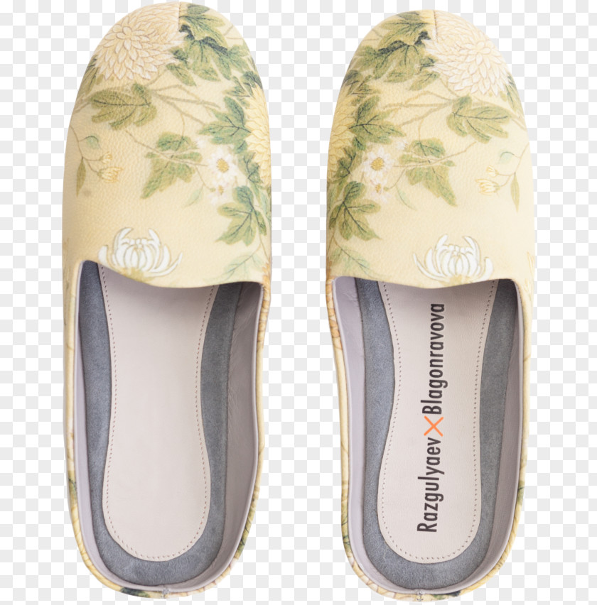 Ivory Flower Slipper Europe Beige Designer PNG