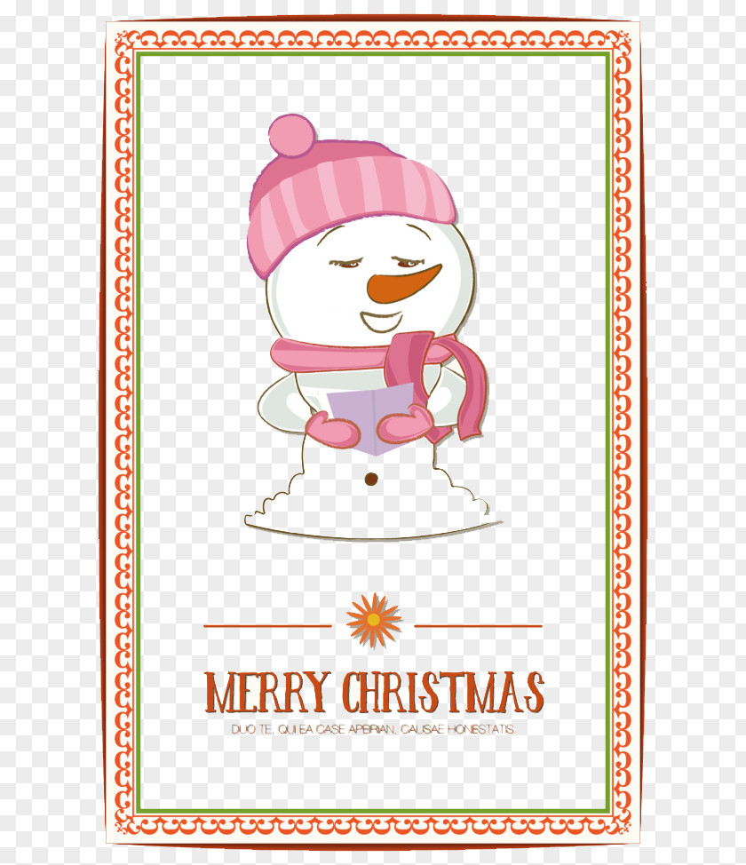 Reading Snowman Christmas Illustration PNG