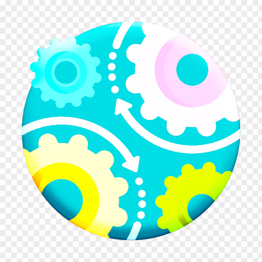 Teal Turquoise Gears Icon Design Thinking Process PNG