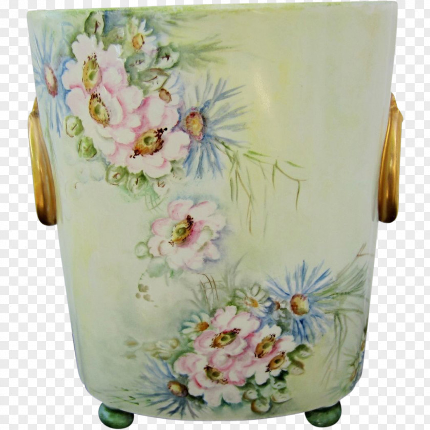 Hand Painted Bouquets Floral Design Vase Porcelain Mug PNG