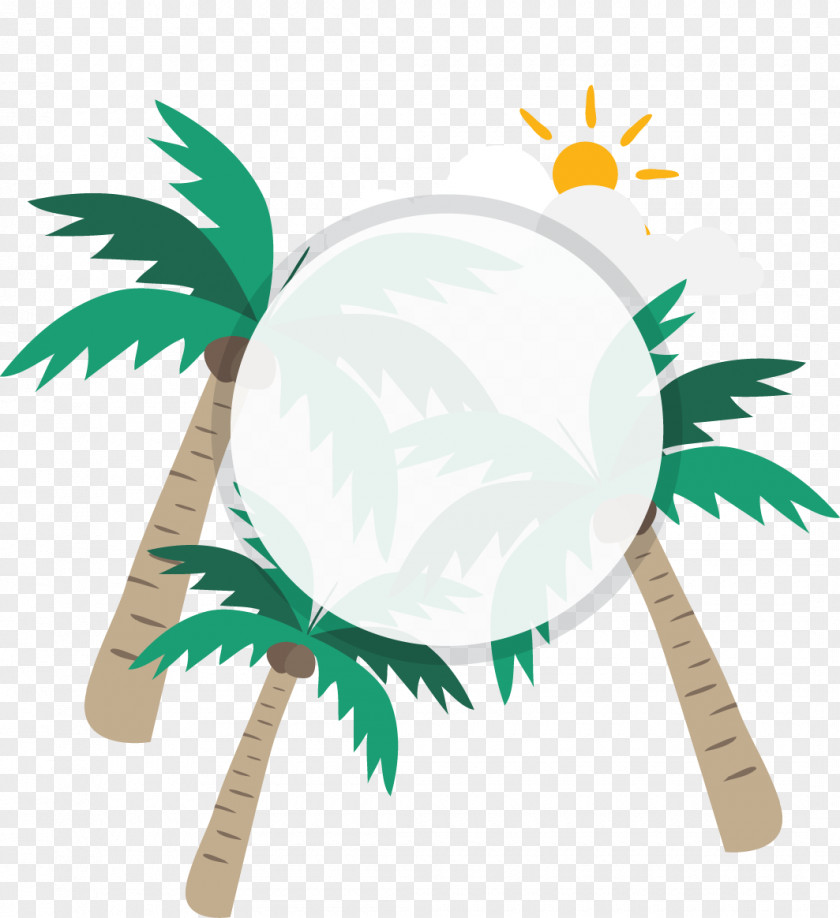 Summer Landscape Coconut Tree Element Milk Euclidean Vector PNG