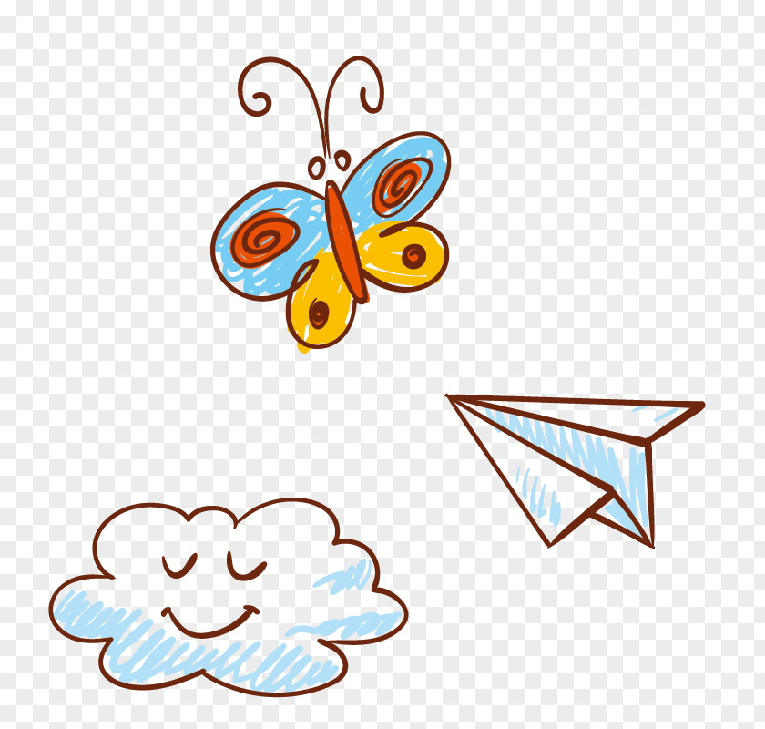 Paper Airplane Animated Butterfly Clip Art Illustration Painting PNG