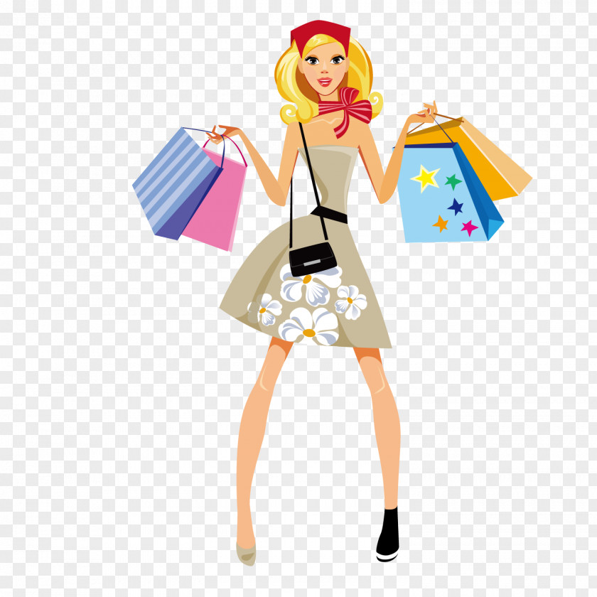 Shopping Fashion Girl Illustration PNG Illustration, women clipart PNG