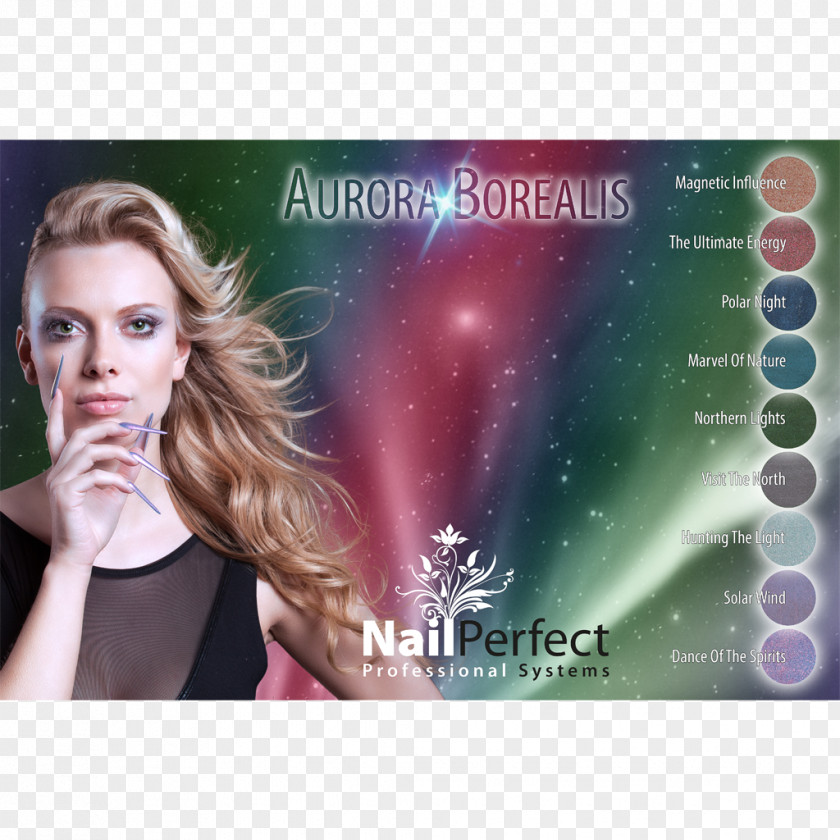 Aurora Borealis Light Gel Nails PNG