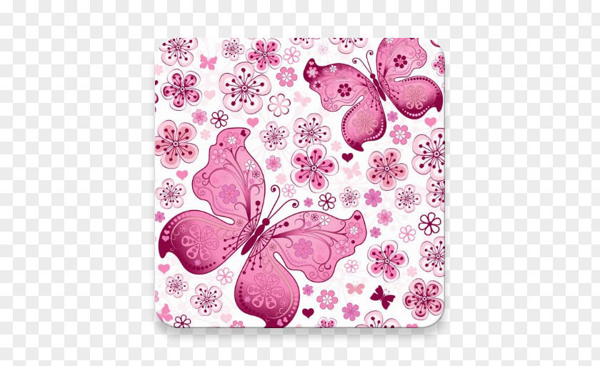 Butterfly Paper Pink Wallpaper PNG