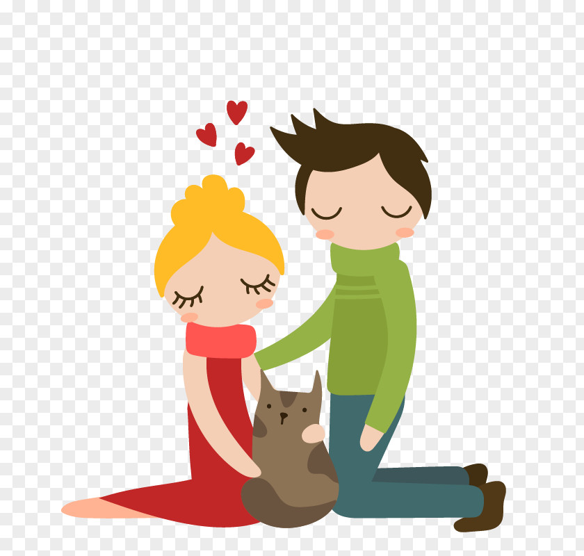 Loving Couple Holding Cat Christmas Tree Family PNG
