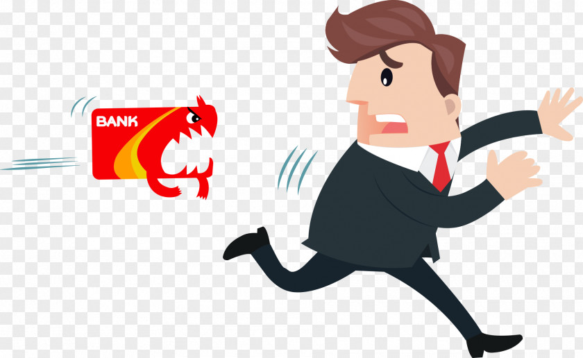 Business Man Running Credit Card Bank Debt Finance PNG