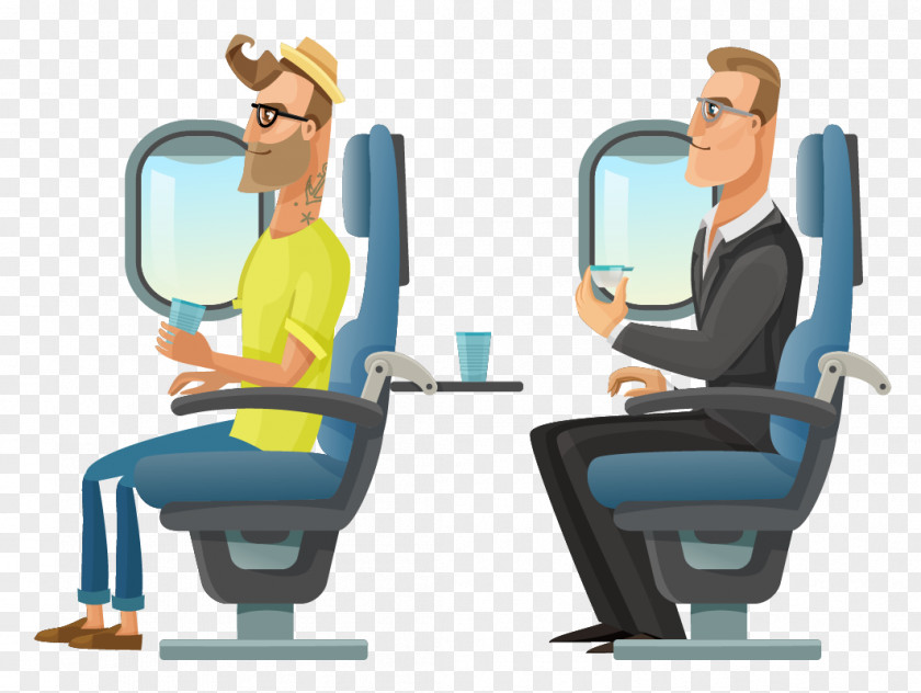 Cartoon Person Sitting On The Chair Airplane Passenger Clip Art PNG
