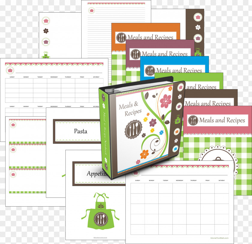 Grocery List Menu Recipe Notebook Meal Calendar PNG