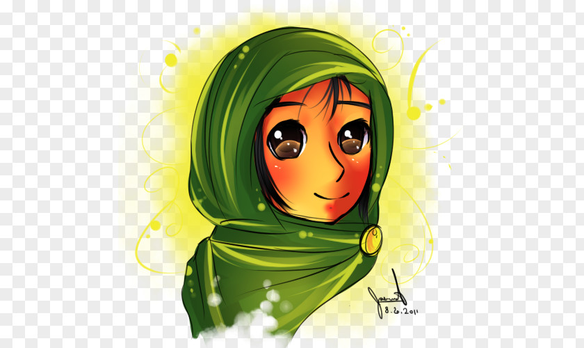 Latern Hijab Woman Cartoon Painting PNG