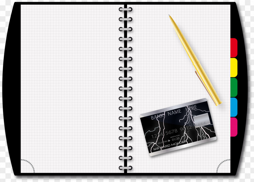 Loose-leaf Notebook Gold Eyeball Pen Vector PNG