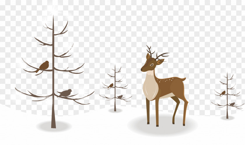 Reindeer On The Snow Christmas Illustration PNG