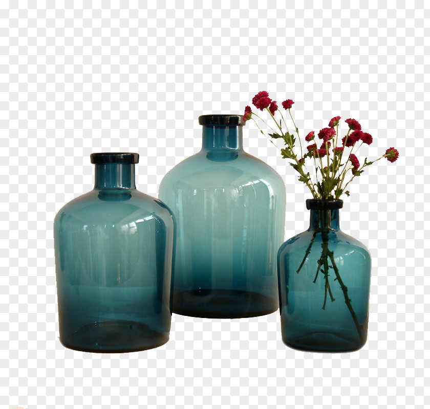 Ceramic Vase With Red Flowers PNG