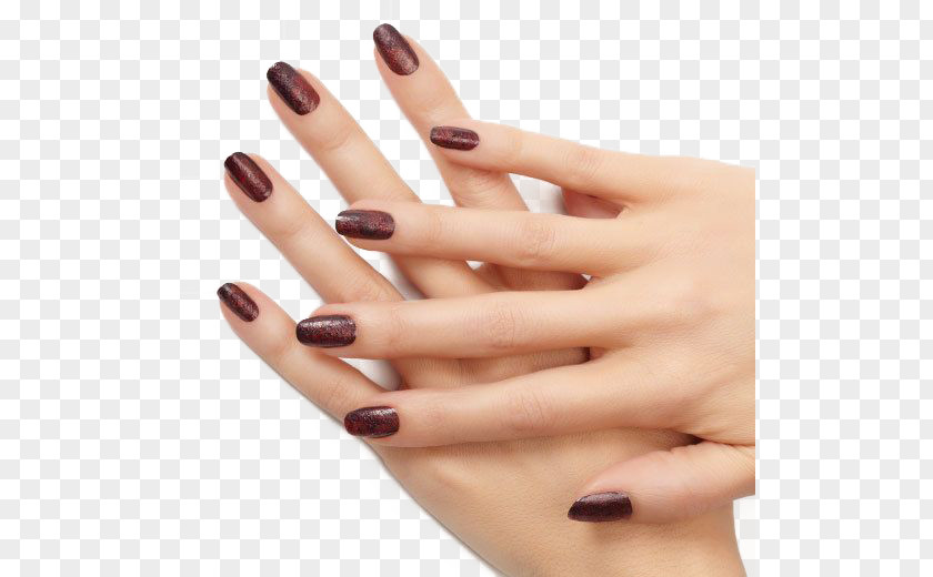 Dark Red Nail Polish Manicure Art PNG