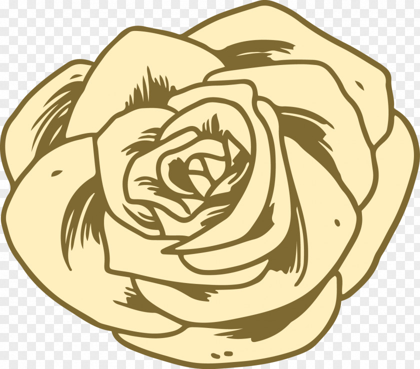 Hand Painted Golden Rose Beach Drawing Clip Art PNG