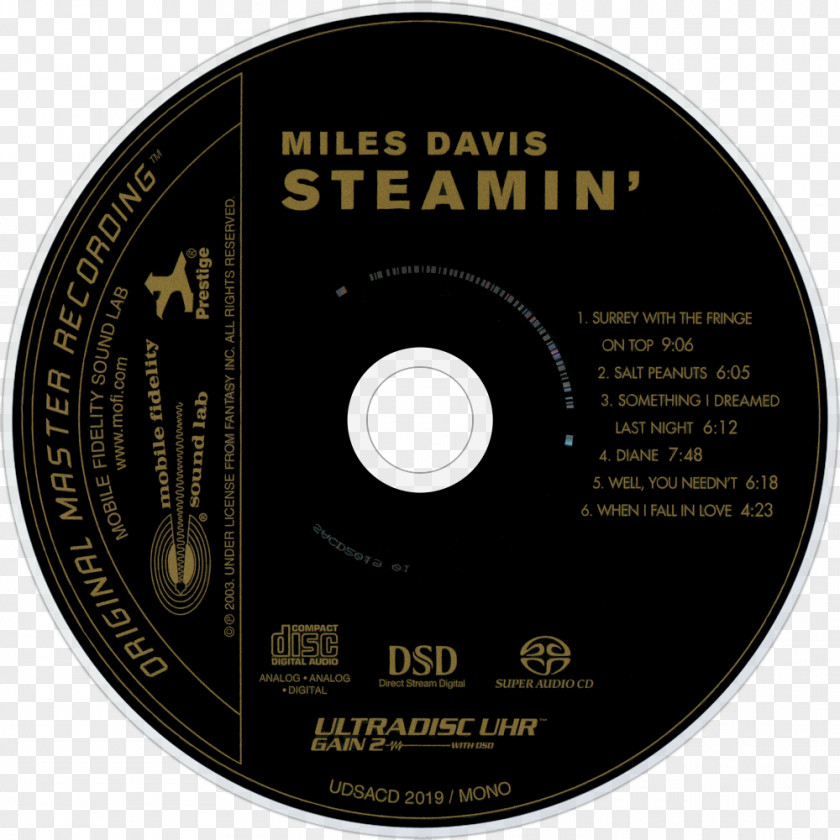 Miles Davis Compact Disc Steamin' With The Quintet Mobile Fidelity Sound Lab Super Audio CD PNG