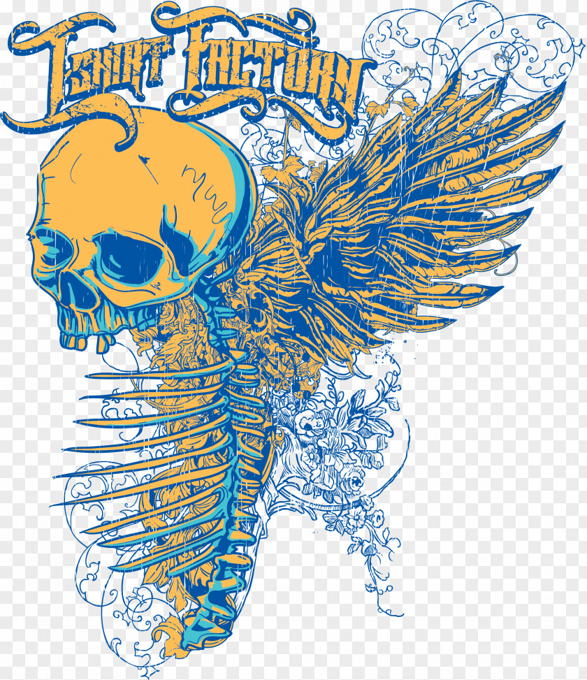 Skull Wings Printing T-shirt Graphic Design PNG