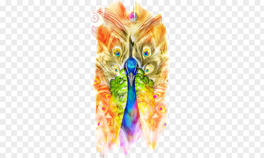 Mighty Hand-painted Peacock Peafowl Watercolor Painting Drawing Canvas PNG