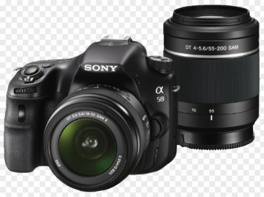 Sony Alpha 58 SLT Camera Digital SLR Canon EF-S 18–55mm Lens PNG