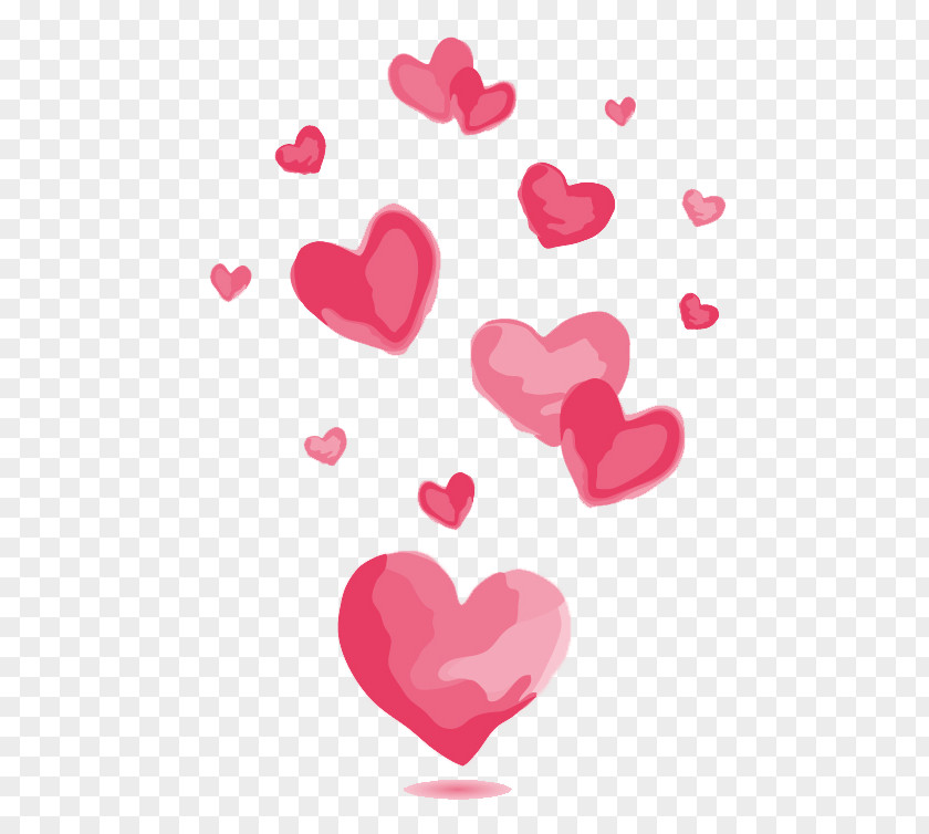 Watercolor Pink Love Vector Material PNG