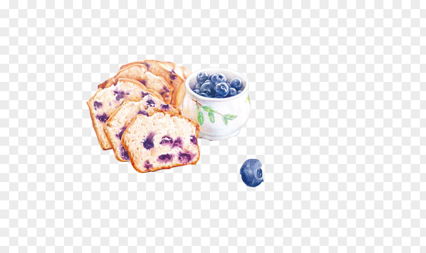 Blueberry Bread Hand Painting Material Picture Breakfast Food Paper PNG