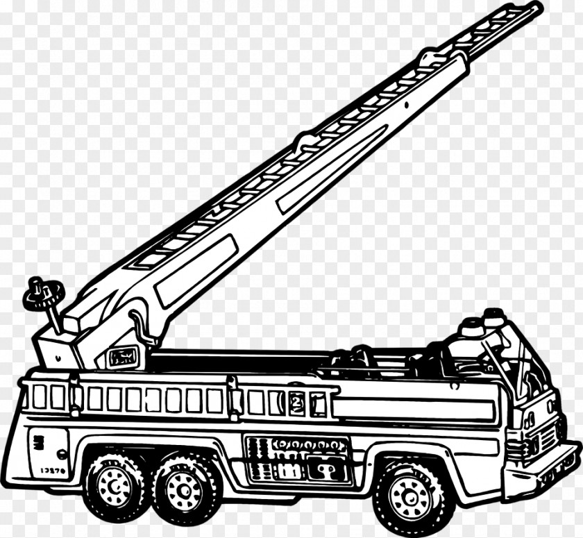 Fire Truck Car Engine Black And White Clip Art PNG