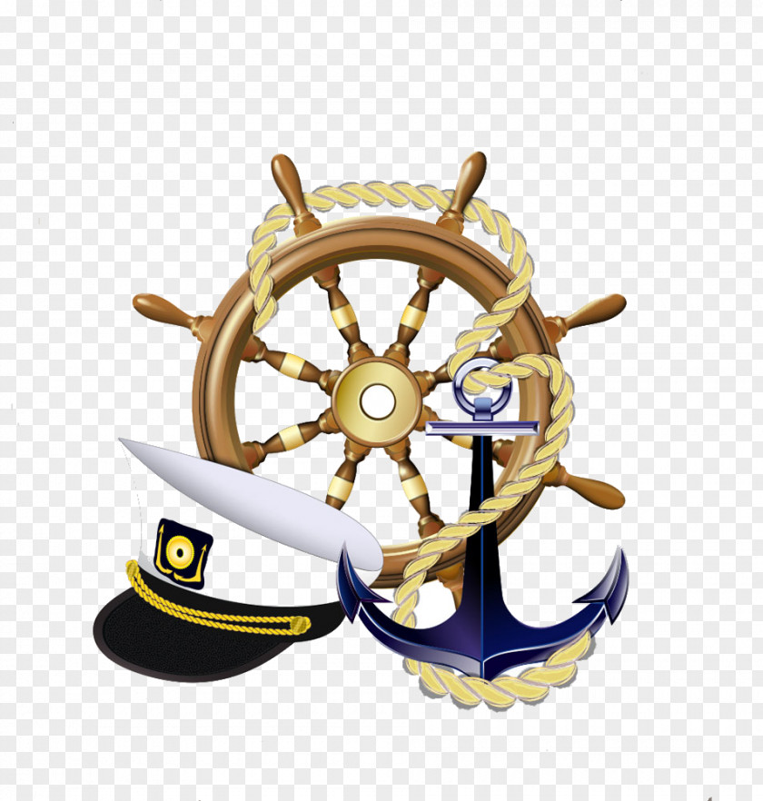 Rudder And Anchor Hat Sailor Ships Wheel Logo PNG