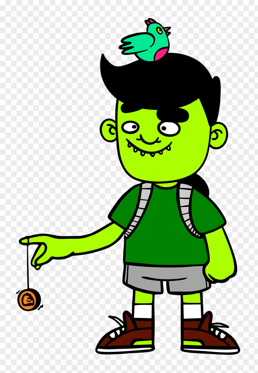 Cartoon Character Green Text Tree PNG