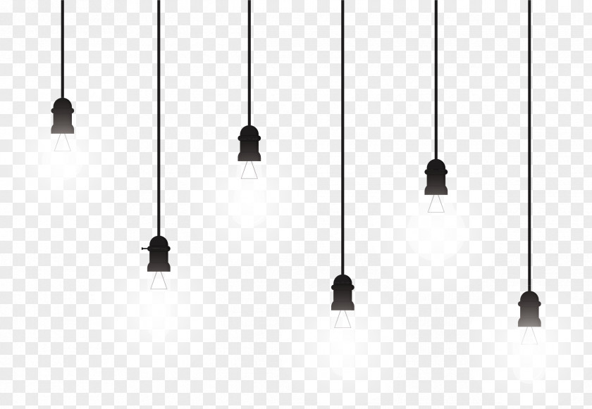 Different Power Incandescent Lamp Black And White Line Symmetry Pattern PNG
